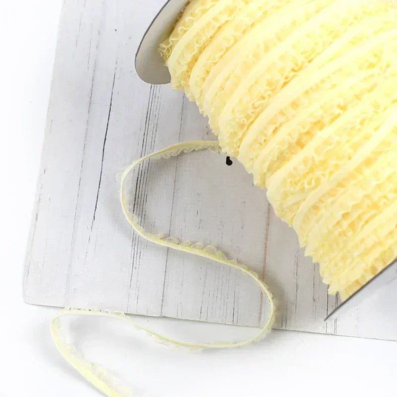 25/800Meters 6mm Elastic Band Pleated Lace Trim Stretch Ribbon for Sewing Underwear Strap Clothes Rubber Band DIY Accessories