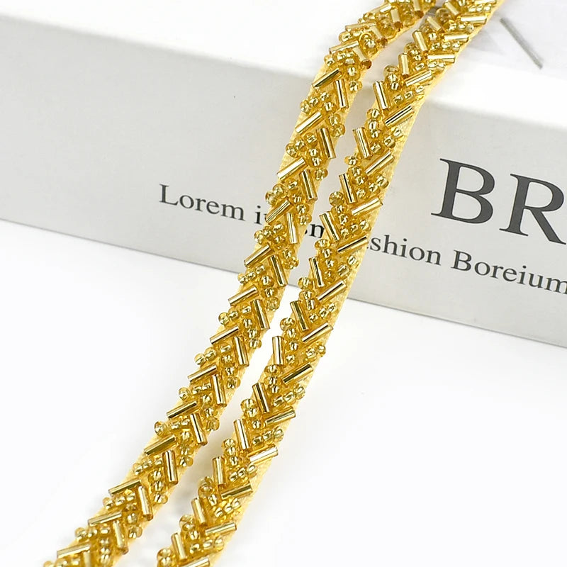 3/100Yards 7mm Beaded Laces Trim Pearl Lace Ribbon Applique Trimming Fringe Garment Dress Decor Tape Sewing Fabric Accessories