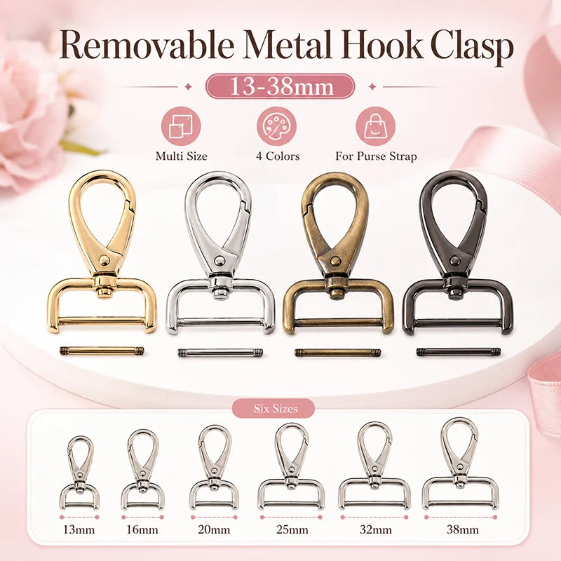 8/200Pcs Metal Bag Strap Buckles 13-38mm Swivel Lobster Clasp Snap Hook Dog Collar Repair Detachable Trigger Clamp Keychain Parts