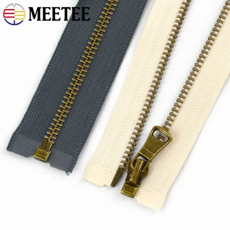 8/200Pcs 5# Copper Metal Zippers 40/50/60/70/80cm Open-End Zips Backpack Bag Jacket Clothing Decor Zipper Repair Sewing Accessory