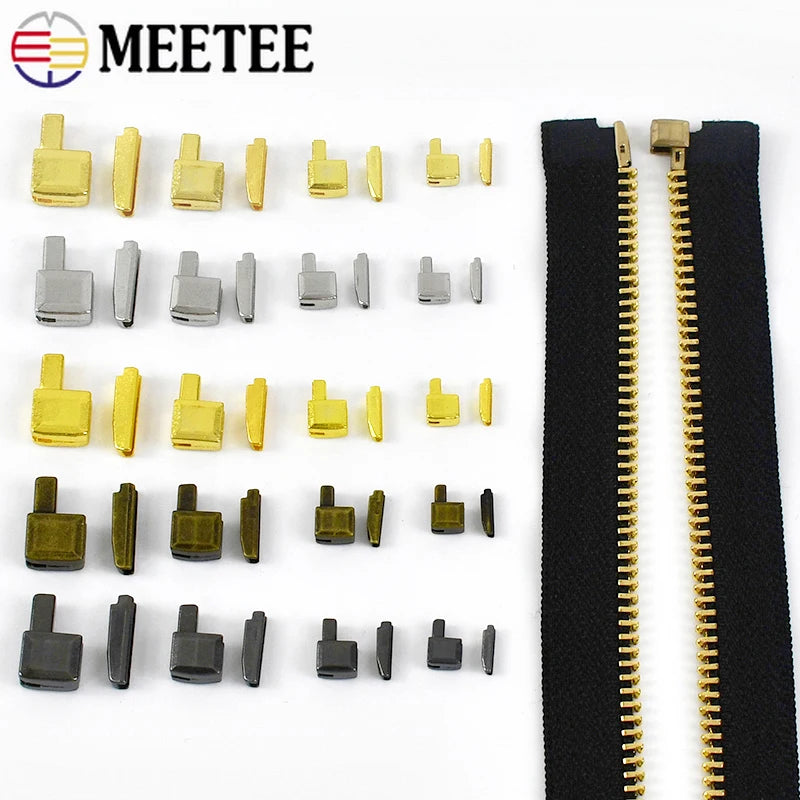 30/800Sets Metal Repair Zipper Stopper Open End Zip Slider Insert Box DIY Sewing Zippers Accessories Clothes Replacement Kit