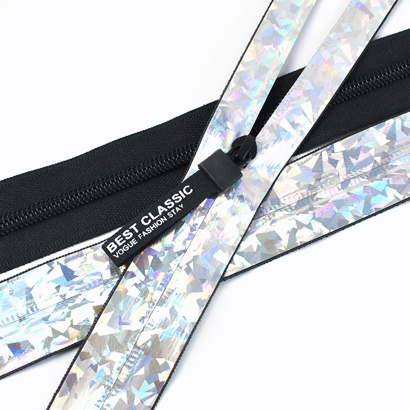 5/20Meters Meetee 5# Reflective Zipper Waterproof Nylon Zippers with Puller Bag Clothes Decoration Zips DIY Sewing Accessories