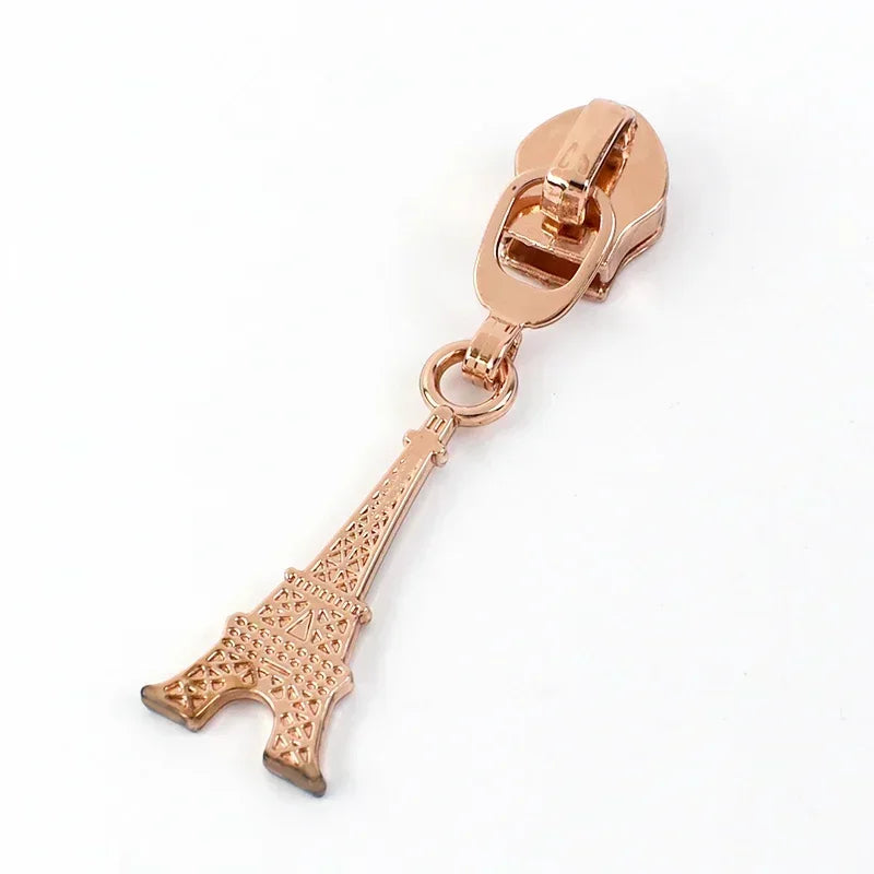 15-500Pcs 5# Rose Gold Zippers Sliders for Nylon Zip Tape Clothes Bag Sewing Zipper Replacement Puller Zips Repair Kit Accessories