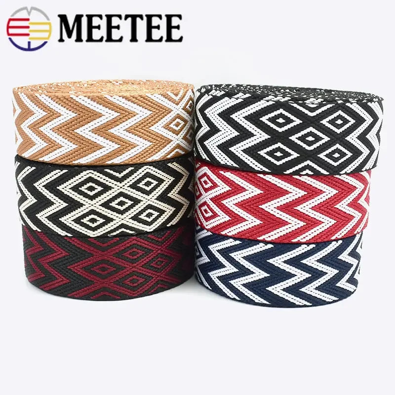 5/150M 2.2mm Thick 38/50mm Polyester Jacquard Webbing Canvas Ribbon for Strap Belt Tape Bag Backpack DIY Sewing Biasband Accessories