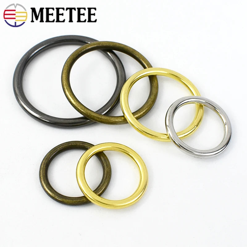 30/600pcs Meetee O Ring 20-50mm Metal Round Circle for Clothing Handbag Shoes Bags Belt Buckles Hardware Leather Crafts Accessories