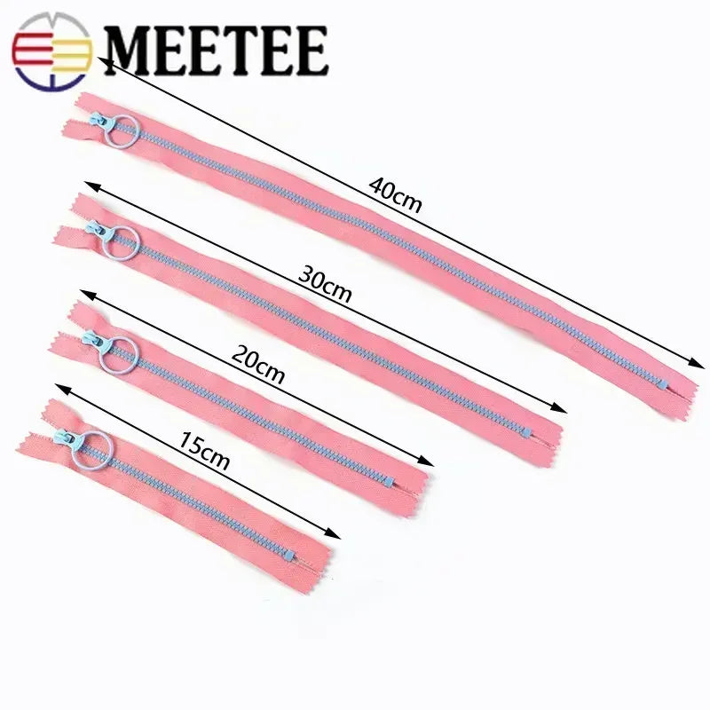 20/400Pcs 15-40cm 3# Resin Zippers Ring Zip Slider ClosedEnd Zipper for Bags Wallet Purse Decor Zips Repair Clothes Sewing Accessory