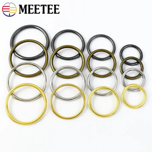 30/600pcs Meetee O Ring 20-50mm Metal Round Circle for Clothing Handbag Shoes Bags Belt Buckles Hardware Leather Crafts Accessories