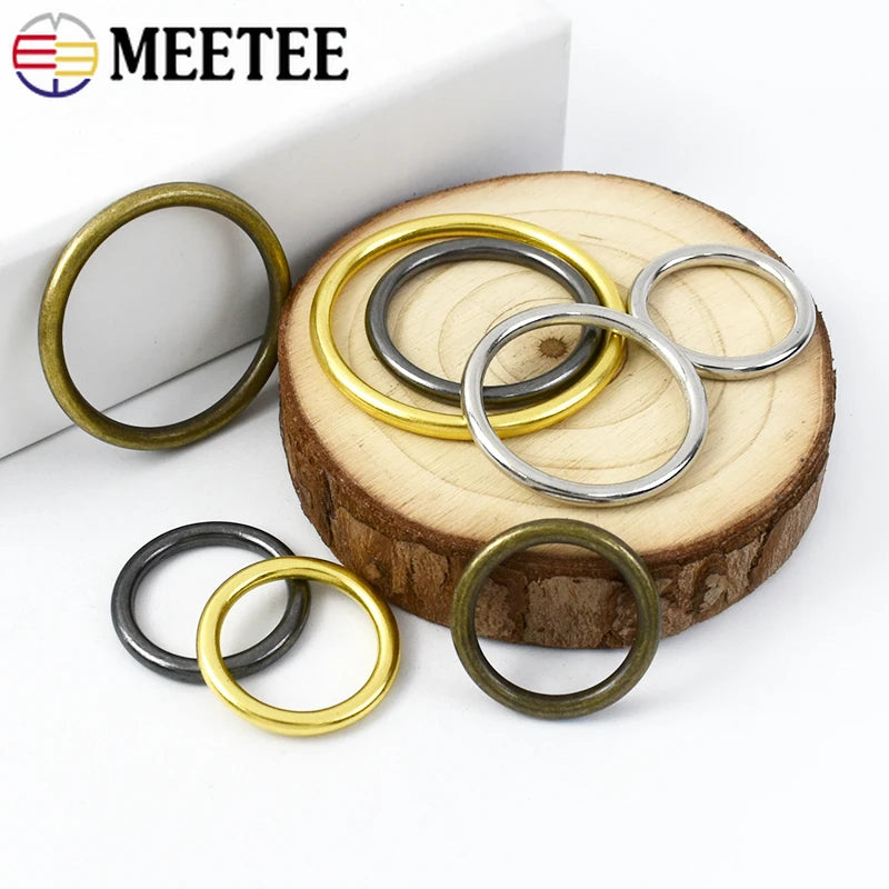 30/600pcs Meetee O Ring 20-50mm Metal Round Circle for Clothing Handbag Shoes Bags Belt Buckles Hardware Leather Crafts Accessories