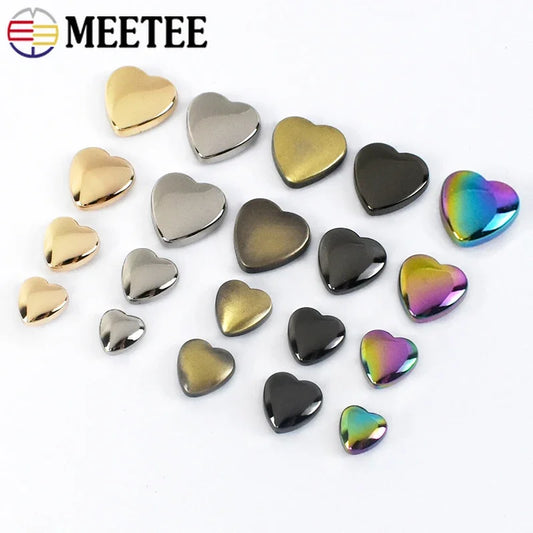 30/1100Pcs Meetee 8/13mm Heart Rivet Screw Bag Clothes Hardware Handbag Decorative Studs Button Nail Metal Buckles DIY Accessories