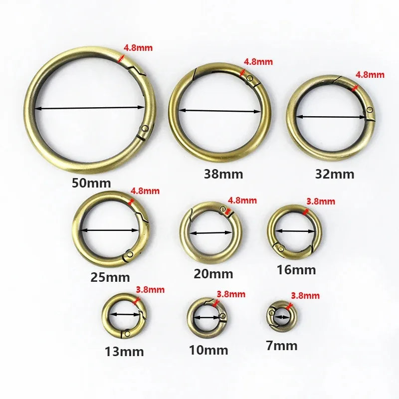 30/670Pcs 13-50mm Metal O Rings Buckles for Bag Strap Connect Hook Keychain Spring Ring Snap Hooks Dog Collar Carabiner Belt Loop