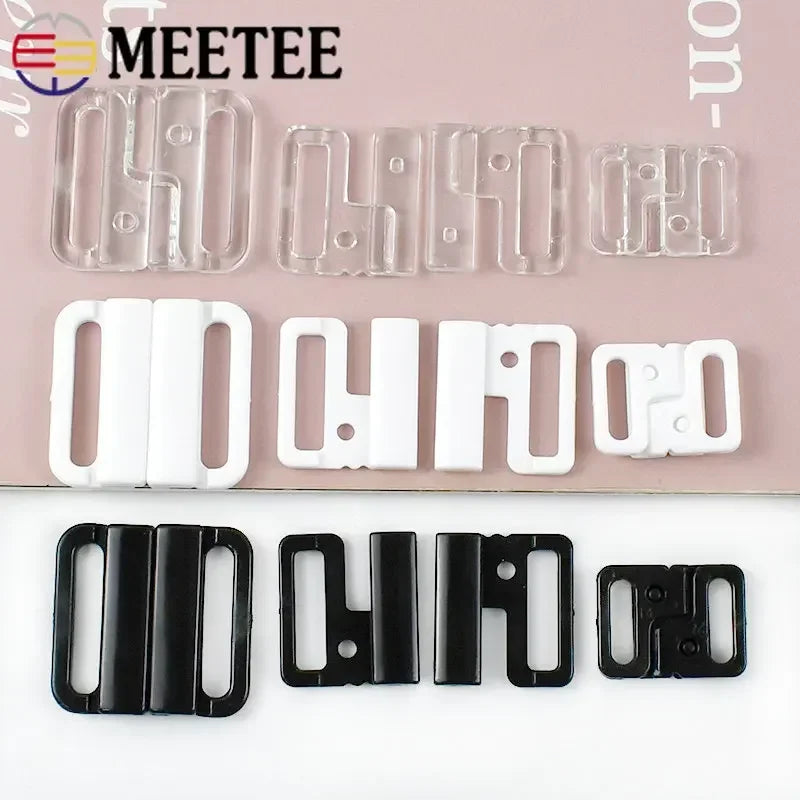 50Sets 10/15/20/25mm Plastic Bra Buckles Resin Front Closure Bikini Strap Clasp Swimwear Clip DIY Underwear Sewing Accessory