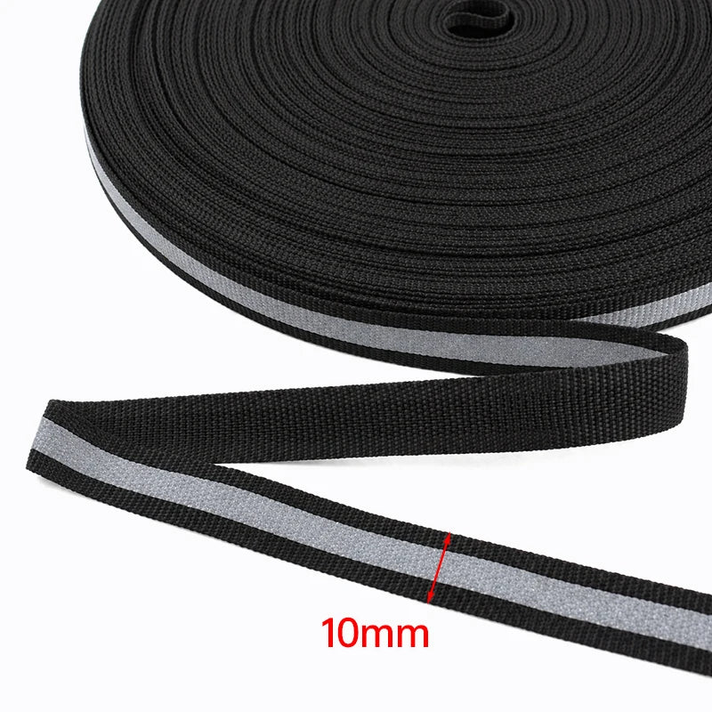 30/600Yards Silver Reflective Ribbons 10-40mm Green Black Safety Clothing Warn Webbing Tapes for Walking Cycling Backpacks At Night
