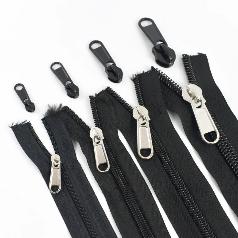 20Pcs 3# 5# 8# 10# Nylon Zippers Tape + Zipper Sliders 5Meters Clothes Sewing Zip Roll Replace Repair Zips Pull Head Closure Accessory