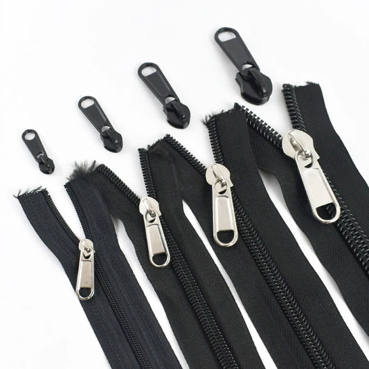 20Pcs 3# 5# 8# 10# Nylon Zippers Tape + Zipper Sliders 5Meters Clothes Sewing Zip Roll Replace Repair Zips Pull Head Closure Accessory