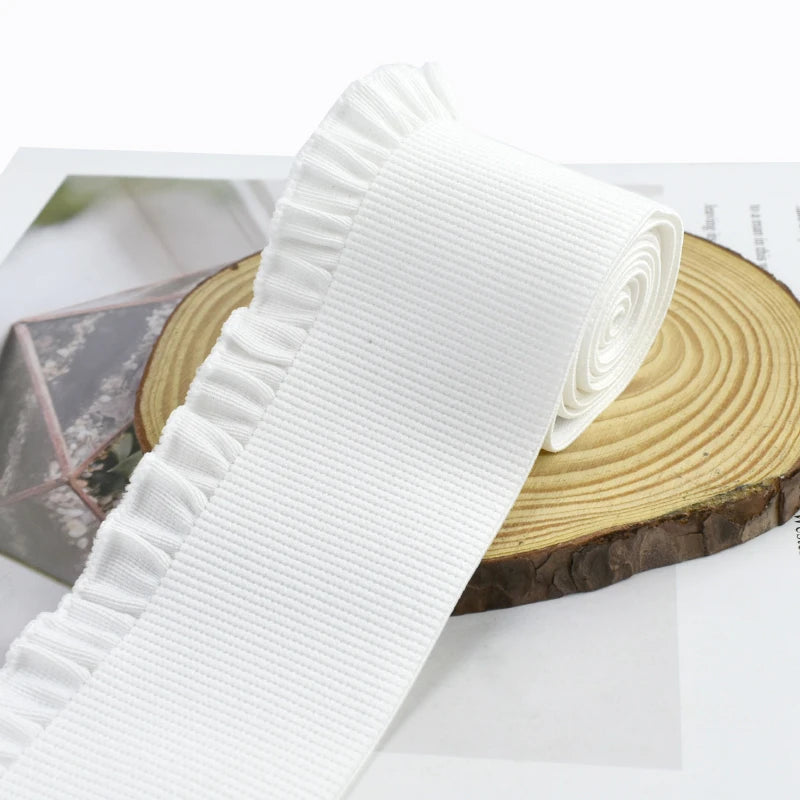 5/150Yards 60mm Pleated Lace Elastic Band Dress Waistband Stretch Webbing Tape Pants Decor Rubber Bands Clothes Sew Accessories