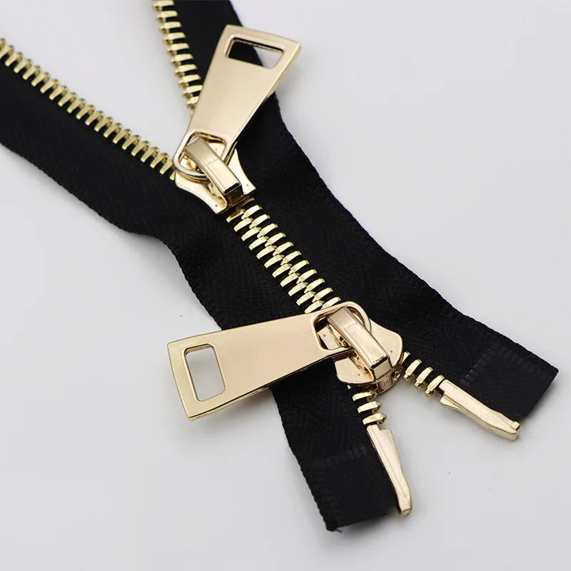 Meetee 1/20pcs 80/100/120cm 8# Double Sliders Zipper Metal Open-End Zips for Down Jacket Coat Repair Parts Zippers DIY Sewing Zip