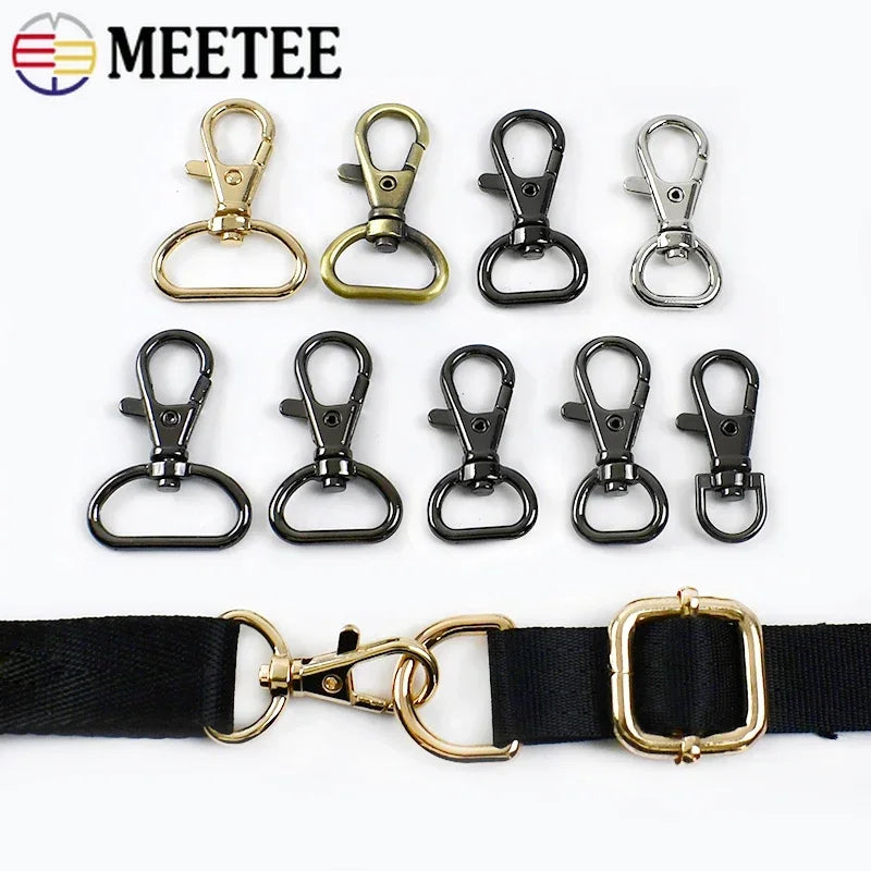 15/500pcs Meetee 13/16/20/25mm Bag Strap Buckle Metal Lobster Clasp Handbag Keychain Swivel Trigger Clips Snap Hook DIY Accessory