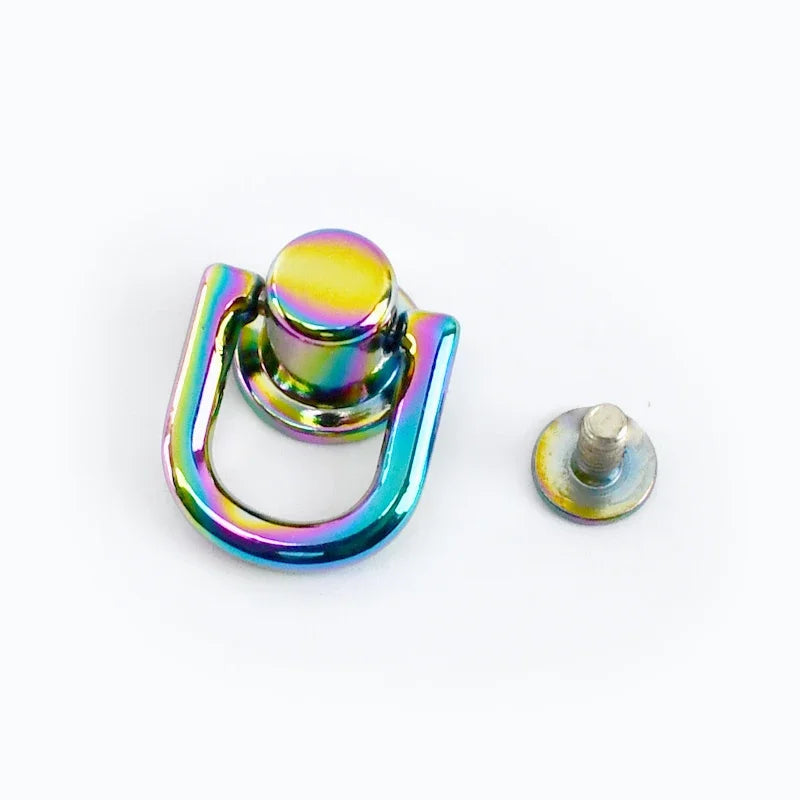Meetee 10/300Pcs Metal D O Ring Stud Side Clip Bag Screw Nail Rivet Strap Connector Hang Hook Buckle DIY Purse Leather Accessories