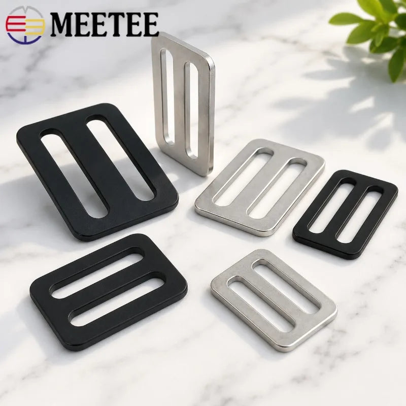 20/700Pcs Stainless Steel Adjust Buckle 20-50mm Webbing Strap Slider Tri-Glide Carabiner Clip Pet Collar Belt Ring Clasp Fastener