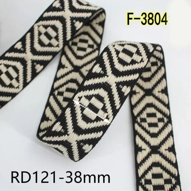 5/180Meters 30/38mm Jacquard Webbing Tapes Ethnic Lace Ribbons For Bag Strap Sewing Tape Bias Binding DIY Garment Accessories