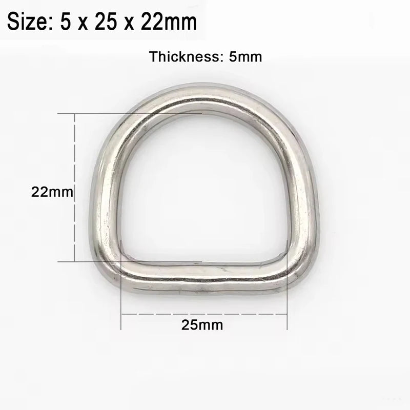 20/700Pcs 304# Stainless Steel D Ring Buckle Bag Strap Webbing Belt Buckles Pet Dog Collar Clasp DIY Bags Hardware Accessories