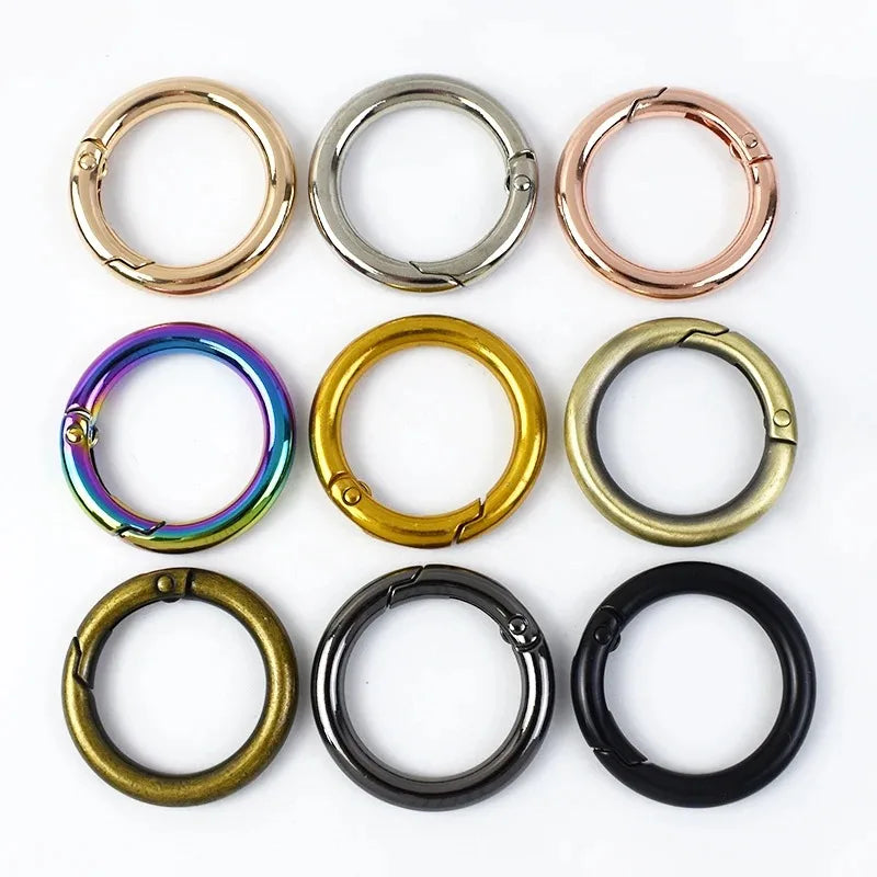 30/670Pcs 13-50mm Metal O Rings Buckles for Bag Strap Connect Hook Keychain Spring Ring Snap Hooks Dog Collar Carabiner Belt Loop