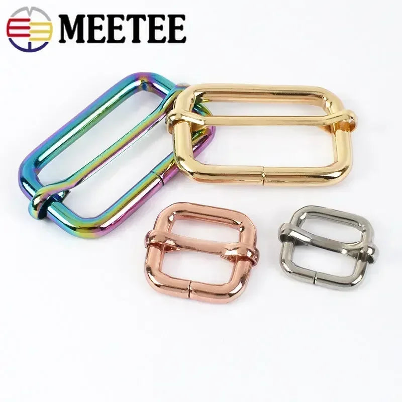 30/610Pcs 13-50mm Metal Pin Buckle Tri-Glide Slider Square Ring Buckles for Bag Strap Adjuster Webbing Belt Clasp DIY Accessories