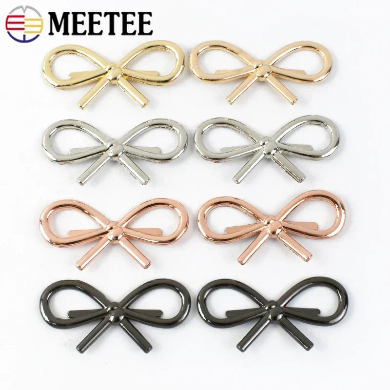 Meetee 20/600Pcs  44*22mm Bow Shoes Buckle Metal Bags Clothing Decor Buckles DIY Leather Craft Luggage Hardware Accessories BD437