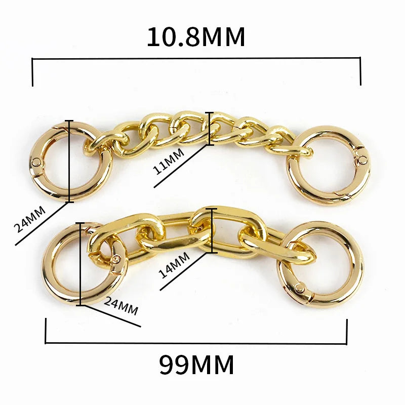 5/160Pcs Shoulder Strap Extended Chain 99/108mm Spring O Ring Buckle Metal Chains Bag Handle Connector Hook Accessories