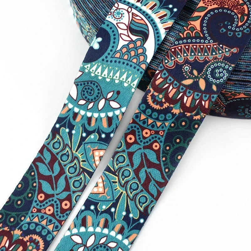 5/150Meters Meetee 38mm Jacquard Printed Webbing Ethnic Ribbon Bags Strap Tape for Sewing Garment Belt Accessories