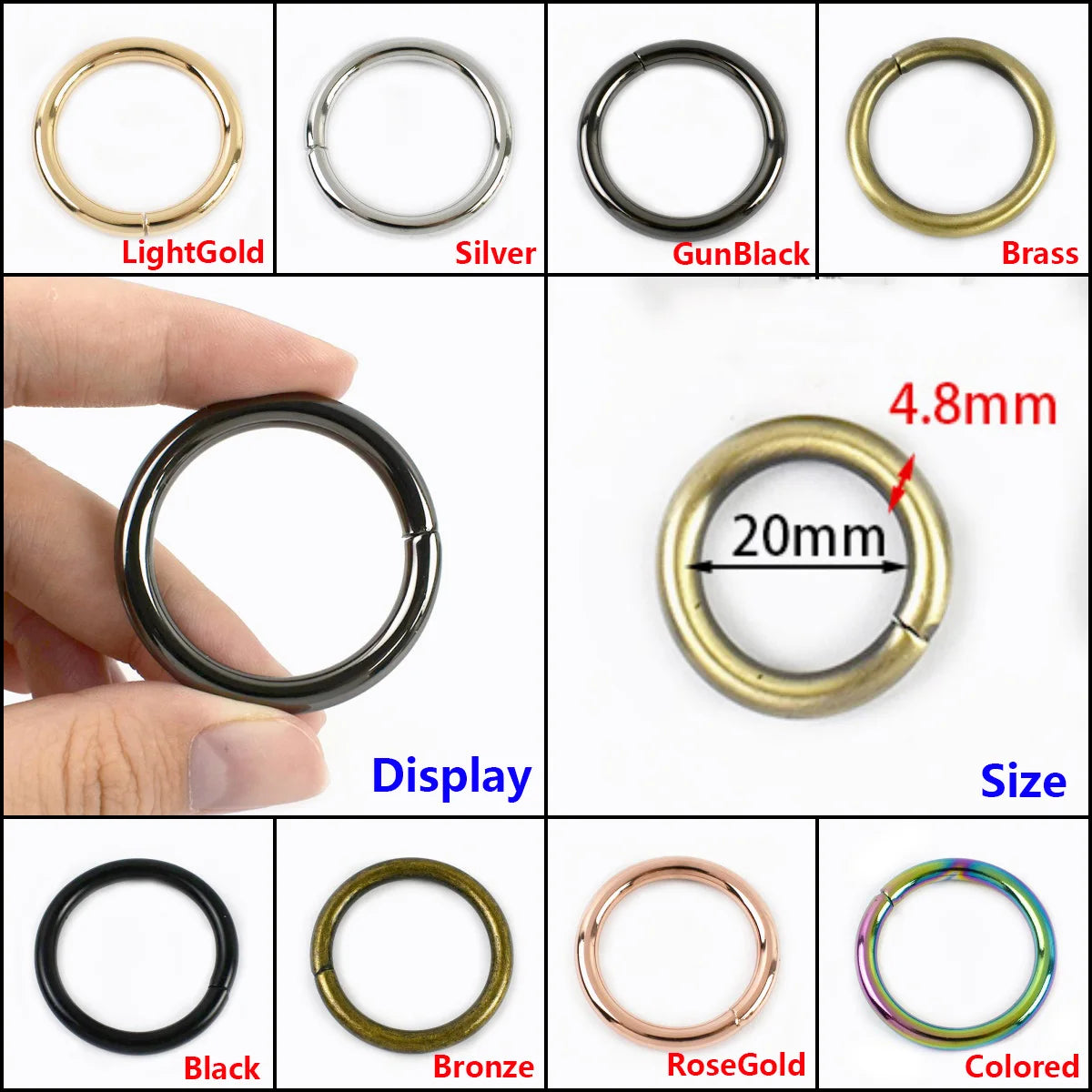 15/500Pcs 20/25/32mm Spring Gate O Ring Metal Buckles Openable Keyring Snap Hook Bag Strap Trigger Carabiner Clip Clasp Accessories