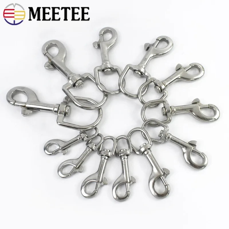 3/100Pcs Stainless Steel 316 Metal Buckles Oval Single End Swivel Eye Bolt Snap Hook Dog Leash  Strap Clasp Carabiner Diving