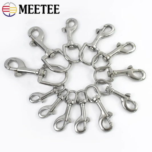 3/100Pcs Stainless Steel 316 Metal Buckles Oval Single End Swivel Eye Bolt Snap Hook Dog Leash  Strap Clasp Carabiner Diving