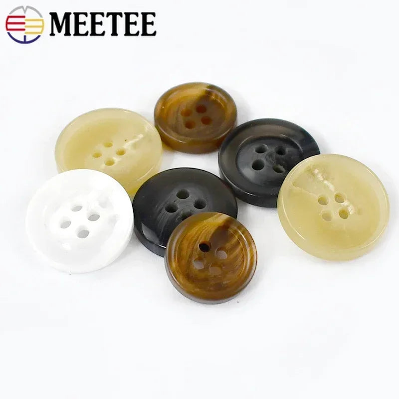 30/1000Pcs 15-25mm Resin 4 Holes Buttons Sewing Accessories for Clothing Uniform Coat Decoration Plastic Button Handmade DIY Craft