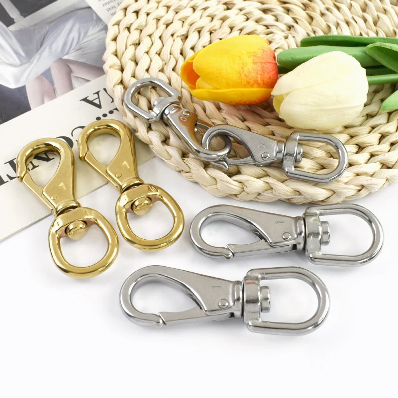 3/100Pcs 304 Stainless Steel Buckle Rotating D Ring Oval Carabiner Clip Sanp Hook Dog Collar Trigger Brass Lobster Clasp Hardware