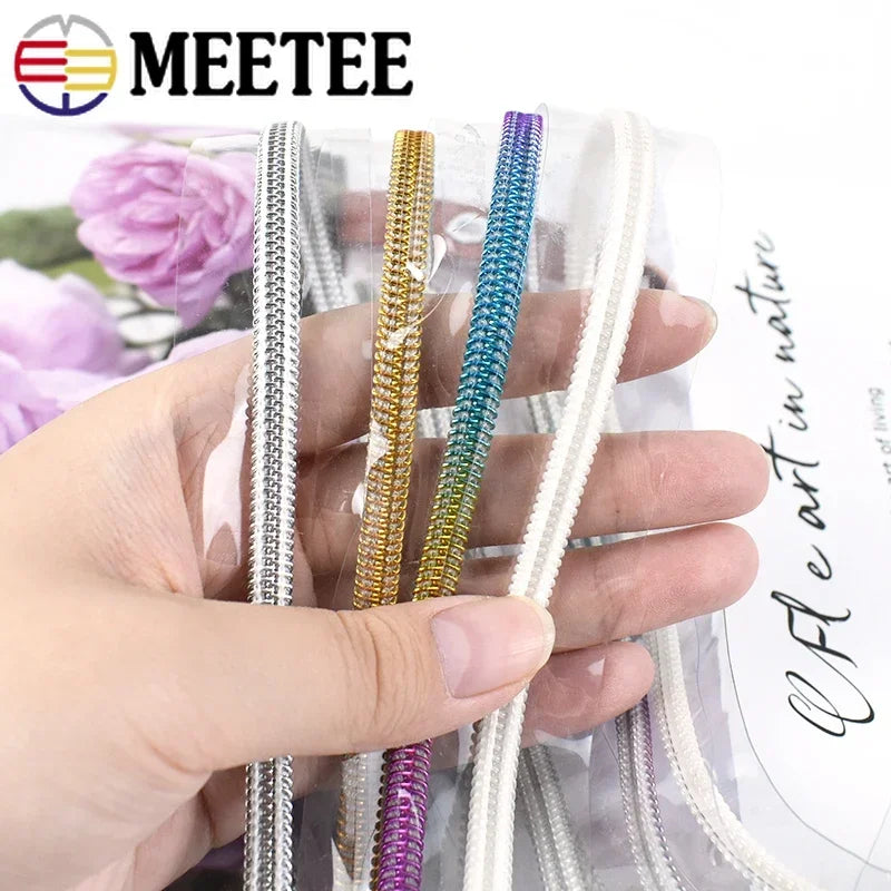 8/300M 5# Nylon Zippers Tapes PVC Transparent Coil Zipper for Sewing Raincoat Bag Decor Zip Repair Kit DIY Clothing Accessories