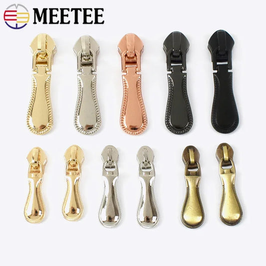 3/1000pcs Meetee 3# 5# Metal Zipper Sliders for Nylon Zippers Bag Garment Zip Head Pulls Repair Kits DIY Sewing Hardware Accessories