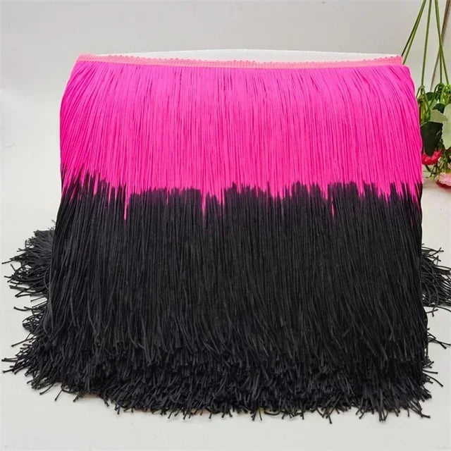 Meetee 2/50M 20cm Polyester Tassel Fringe Clothes Lace Trim Colorful Trimmings Curtain Webbing Ribbons DIY Sewing Accessories