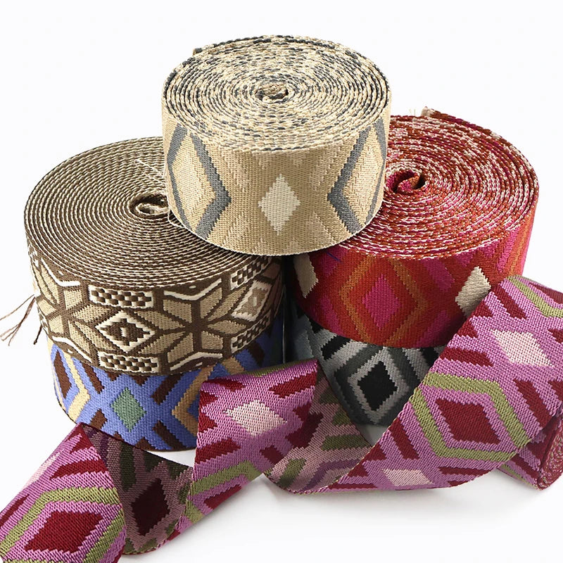3/100Meters 50mm Jacquard Webbing Tapes for Strap Ethnic Ribbon Band Luggage Decorative Lace Webbings Sewing Bias Accessories