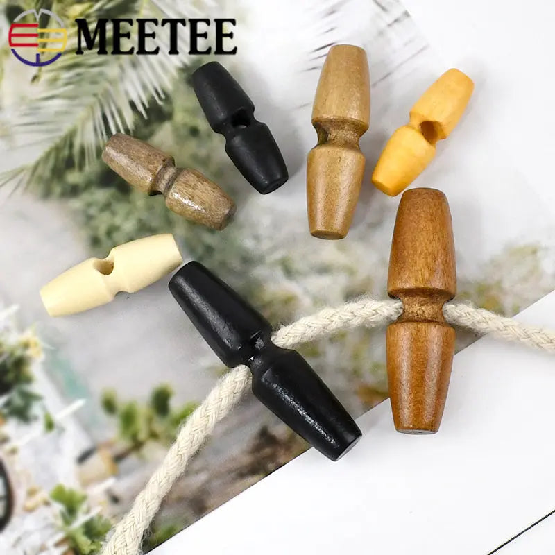 30/1000pcs Natural Wood Single Hole Buckle Overcoat Wooden Buttons for Tent Rope Buckles DIY Garment Sewing Accessories