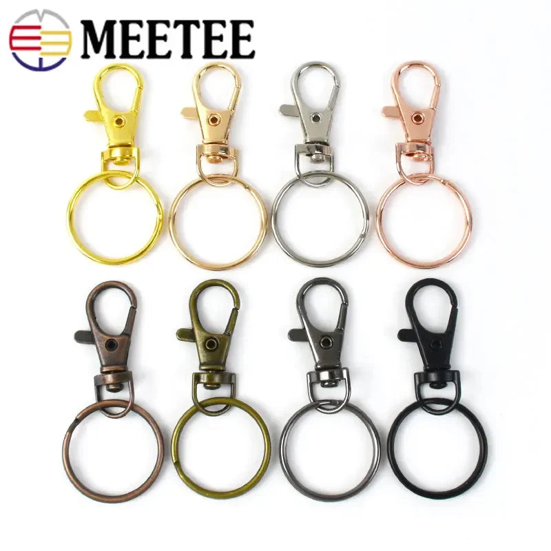 25/800Pcs Meetee Metal Buckle Swivel Lobster Clasp Snap Hook Trigger Clips Buckles for Keychain O Ring Bag Hardware Accessories