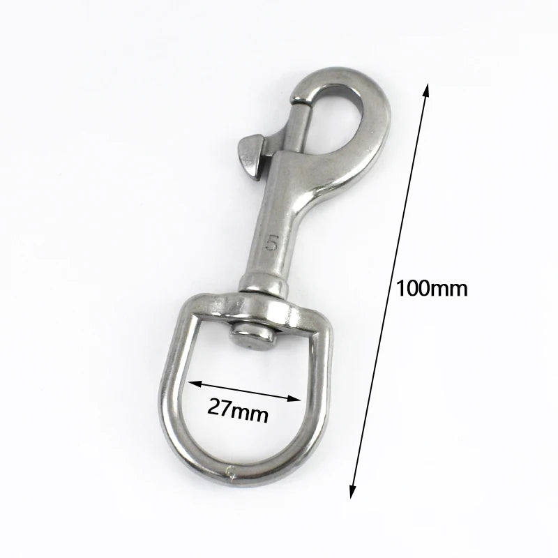 3/100Pcs Stainless Steel 316 Metal Buckles Oval Single End Swivel Eye Bolt Snap Hook Dog Leash  Strap Clasp Carabiner Diving