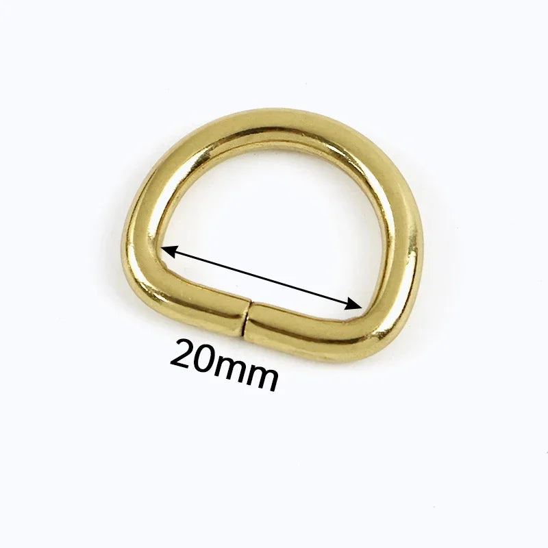 25/800Pcs 10-38mm Solid Brass Non Welded D Rings Square Bag Buckle Handbag Strap Clasp Webbing Dog Leash Adjuster Loops Hardware