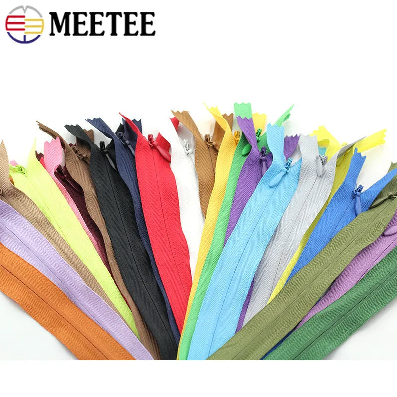 30/500Pcs 18-70cm 3# Invisible Nylon Zippers Tapes Closed End Zips for Clothings Bags Pillow Coil Zipper Handmade Sewing Accessories
