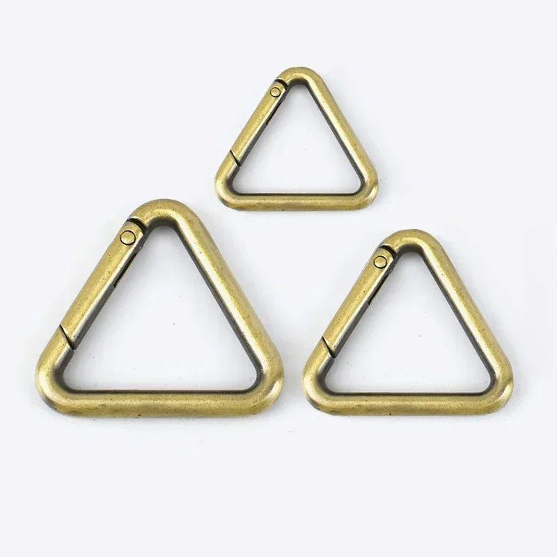 15/500Pcs Metal Triangle Spring Ring Openable Bag Belt Strap Buckle Carabiner Connect Keyring Dog Chain Snap Clasp Trigger Hook