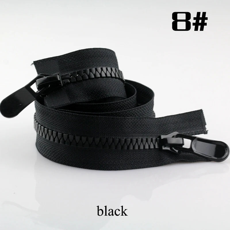 2/70Pcs Meetee 120cm 8# Resin Zippers Open End Double Slider Head Zip for Down Jacket Outdoor Backpack Tent Bag DIY Sewing Accessories
