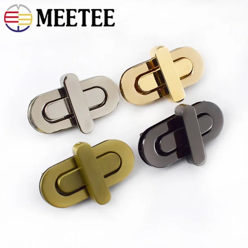 5/130pcs Meetee 42*18/34*16mm Bag Turn Twist Lock Buckles Metal Purse Handbag Decor Mortise Closure Clasp DIY Hardware Accessories