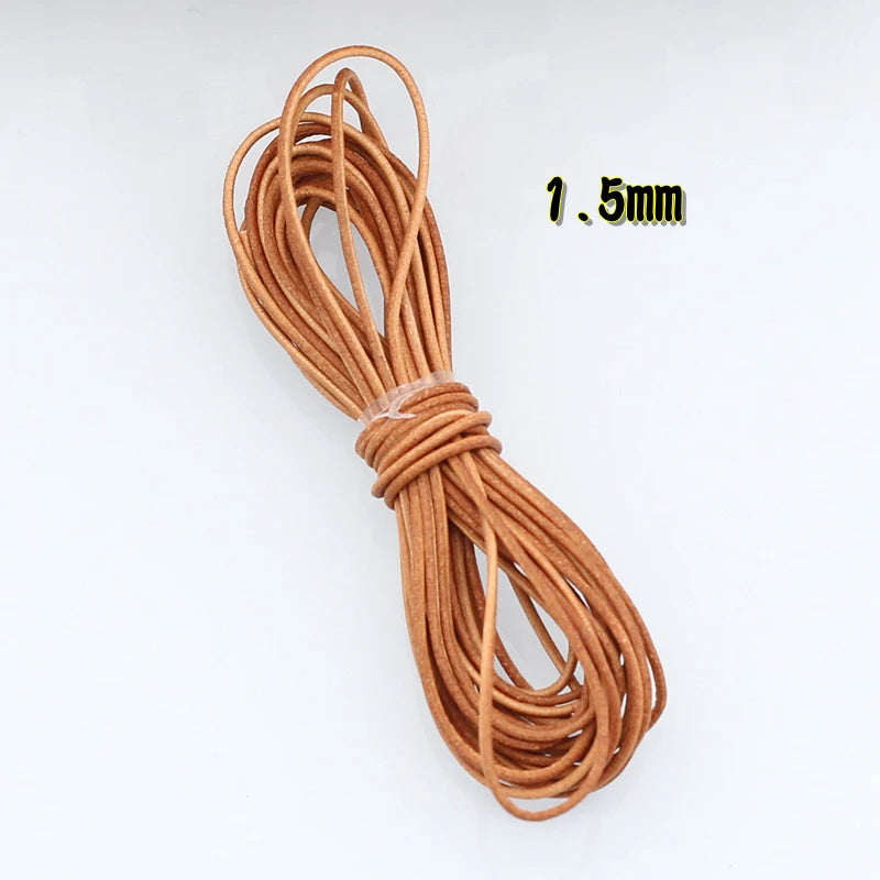 Meetee 3/100Meter 1.5/2/2.5/3/4/5mm Round Real Genuine Leather Cord Rope for Bracelet Necklace DIY Jewelry Cords Bags Craft Making