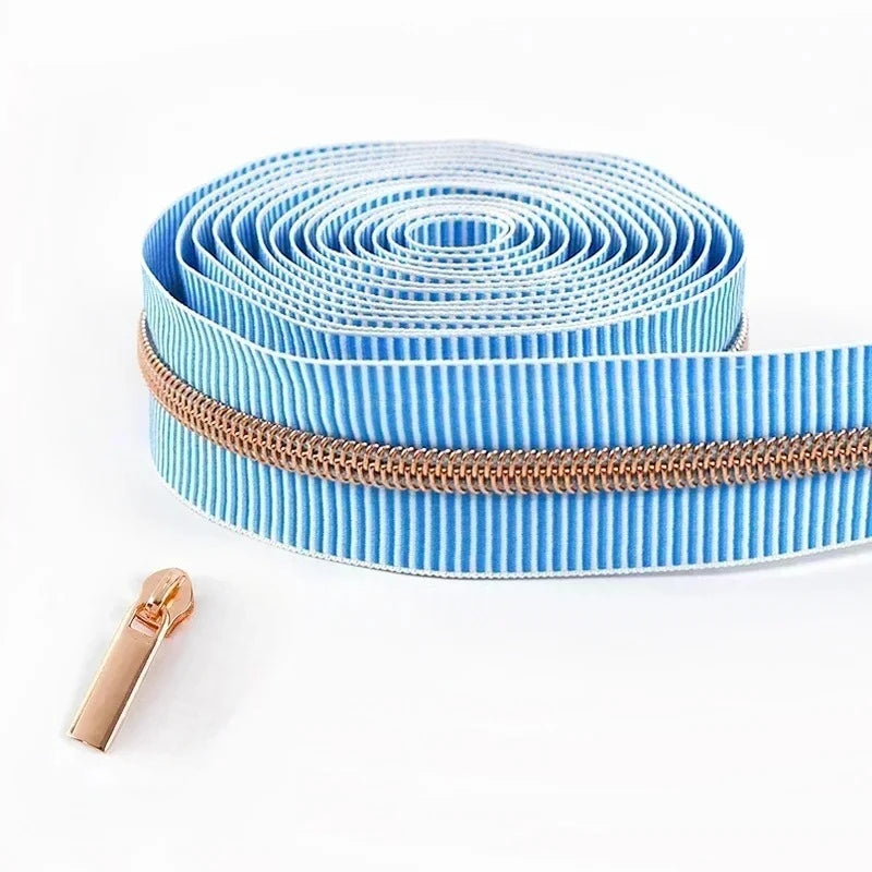5/20Meters Meetee 5# Striped Nylon Zippers Tape for Sewing Bag Continuous Roll Coil Zip By the Meter DIY Garment Accessories