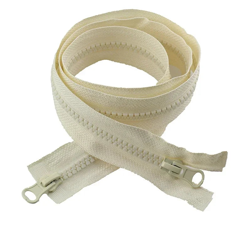 8/200Pcs 5# 80-150cm Resin Zipper Open-end Double Slider Long Zippers Down Jacket Overcoat Zipp Clothes Bags Zip Repair Sewing Accessory